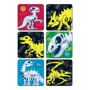 Kids Love Stickers 90 per Pack Glow-In-The-Dark Dinosaur Bones Sticker 2-1/2 Inch