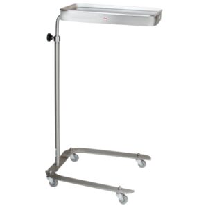 Mayo Instrument Stand Newark Series Hand Operated Single Post U-Shaped Base Small Tray