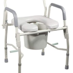 Commode Chair drive Padded Drop Arms Steel Frame Back Bar 13-1/2 Inch Seat Width 300 lbs. Weight Capacity