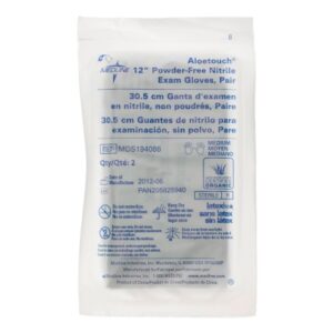 Exam Glove Aloetouch Medium Sterile Pair Nitrile Extended Cuff Length Fully Textured Green Chemo Tested