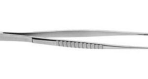 Vascular Tissue Forceps V. Mueller DeBakey 9-1/2 Inch Length OR / Surgical Grade German Stainless Steel NonSterile NonLocking Thumb Handle Straight Serrated Tips with Groove