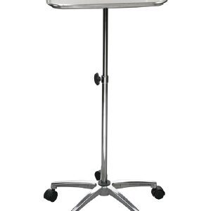 Mobile Instrument Stand Hand Operated Single Post 5-Leg Base Small Tray