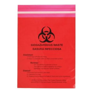 Stick on Biohazard Waste Bag Biohazard Symbol 0.65 gal. Red 12 X 14 Inch