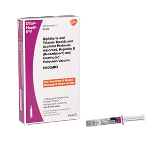Pediarix Diphtheria and Tetanus Toxoids and Acellular Pertussis Adsorbed / Hepatitis B (Recombinant) / Inactivated Poliovirus Vaccine 25 Lf – 10 Lf – 25 mcg – 10 mcg – 80 DU / 0.5 mL Injection 0.5 mL
