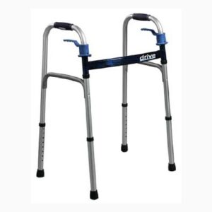 Dual Trigger Release Folding Walker with Wheels Adjustable Height drive Deluxe Aluminum Frame 350 lbs. Weight Capacity 26 to 33-1/2 Inch Height
