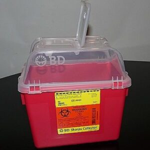Sharps Container BD Red Base 10-3/10 X 11-3/10 X 6-4/5 Inch Vertical Entry 2 Gallon