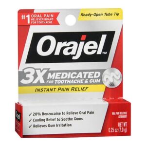 Oral Pain Relief Orajel 20% Strength Benzocaine Oral Gel 0.25 oz.