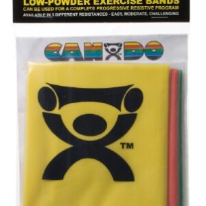 Exercise Resistance Band Set CanDo Low Powder PEP Pack Yellow / Red / Green 5 Inch X 4 Foot Easy Resistance