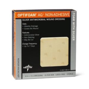 Silver Foam Dressing Optifoam Ag+ 4 X 4 Inch Square Sterile