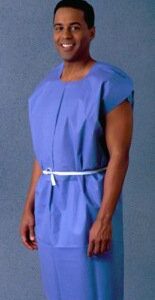 Patient Exam Gown Large Blue Disposable