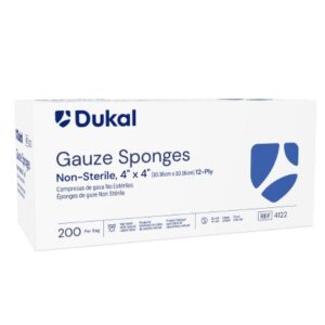 Gauze Sponge Dukal 4 X 4 Inch 12-Ply NonSterile 100 per Pack
