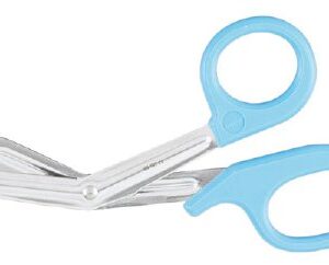 Bandage and Utility Scissors Vantage Universal 7-1/2 Inch Length Floor / Office Grade Pakistani Stainless Steel / Plastic NonSterile Blue Finger Ring Handle Angled Blunt Tip / Blunt Tip