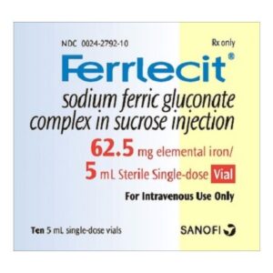 Ferrlecit Sodium Ferric Gluconate / Sucrose 62.5 mg / 5 mL Injection 5 mL