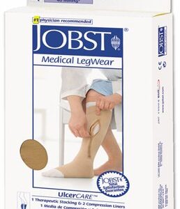Zippered Compression Stocking and Liner JOBST UlcerCARE Knee High / Left Zipper X-Large Beige Open Toe