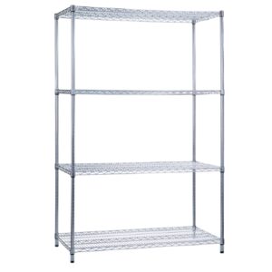 Wire Shelving Unit 4 Shelves Adjustable 24 X 48 X 72 Inch Chrome