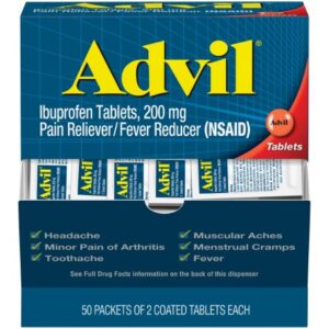Pain Relief Advil 200 mg Strength Ibuprofen Tablet 50 per Box