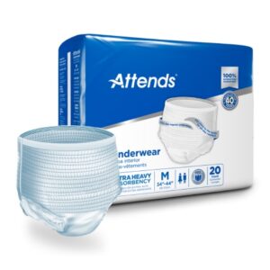 Unisex Adult Absorbent Underwear Attends Care Pull On with Tear Away Seams Medium Disposable Heavy Absorbency