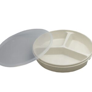 Partitioned Scoop Dish FabLife Sandstone Reusable Plastic 8 Inch Diameter