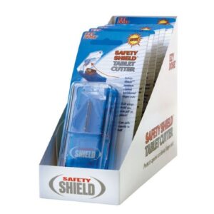 Pill Cutter Safety-Shield Hand Operated Blue / White