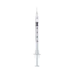 Safety Insulin Syringe with Needle Sol-Care 0.5 mL 1/2 Inch 29 Gauge Retractable Safety Needle Regular Wall