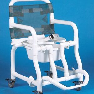 Commode / Shower Chair Duralife Fixed Arms PVC Frame Mesh Backrest 21-1/2 Inch Seat Width 300 lbs. Weight Capacity