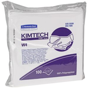 Cleanroom Wipe KIMTECH PURE W4 ISO Class 4 100 Count Double Bag 12 X 12 Inch NonSterile Disposable