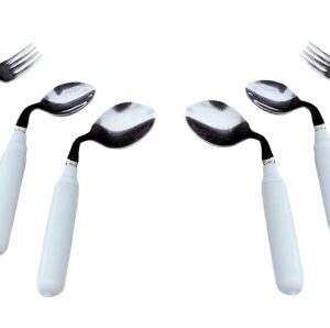 Soup Spoon Comfort Grip Left Handed Silver / White Vinyl-Coated