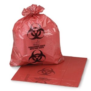 Biohazard Waste Bag Biohazard Symbol / Biohazardous Waste / Infectious Waste 30 to 32 gal. Red 31 X 41 Inch