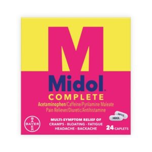 Cramp Relief Midol Complete 500 mg – 60 mg – 15 mg Strength Acetaminophen / Caffeine / Pyrilamine Maleate Caplet 24 per Box