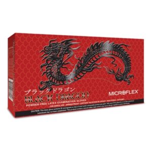 Exam Glove Black Dragon Medium NonSterile Latex Standard Cuff Length Fully Textured Black Not Rated