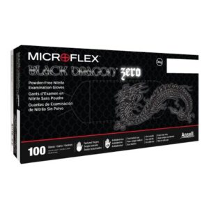 Exam Glove Black Dragon Zero Medium NonSterile Nitrile Standard Cuff Length Textured Fingertips Black Not Rated