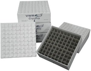 Cryo Storage Box VWR CryoPro 2 X 5 X 5 Inch White Fiberboard 81 Tube Capacity