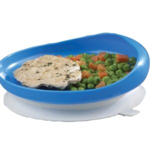 Scoop Plate with Suction Cup Base FabLife Blue Reusable Plastic 6-1/4 Inch Diameter