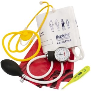 Single Patient Use MRSA Kit with thermometer Hopkins 25 to 40 cm Child Cuff Single Head Disposable Stethoscope Pocket Aneroid