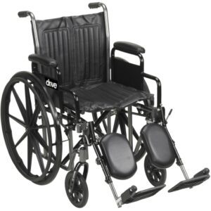 Wheelchair drive Silver Sport 2 Dual Axle Full Length Arm Elevating Legrest Black Upholstery 18 Inch Seat Width Adult 300 lbs. Weight Capacity