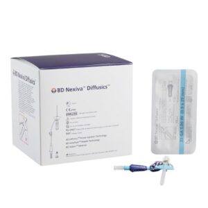 Closed IV Catheter Nexiva Diffusics 22 Gauge 1 Inch Vialon Biomaterial Winged Hub Blood Control Non-Safety