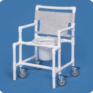 Commode / Shower Chair ipu Fixed Arms PVC Frame Mesh Backrest 28 Inch Seat Width 450 lbs. Weight Capacity