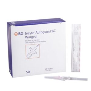 Peripheral IV Catheter Insyte Autoguard BC 20 Gauge 1 Inch BD Vialon Winged Hub Blood Control Push Button Safety