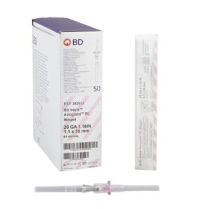 Peripheral IV Catheter Insyte Autoguard BC 20 Gauge 1.16 Inch BD Vialon Winged Hub Blood Control Push Button Safety