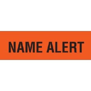Pre-Printed Label Caution Label Red NAME ALERT Black Alert Label 5-16 X 1-1/4 Inch