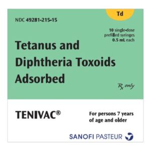Tenivac Tetanus and Diphtheria Toxoids Adsorbed, Preservative Free 5 Lf – 2 Lf / 0.5 mL Injection 0.5 mL
