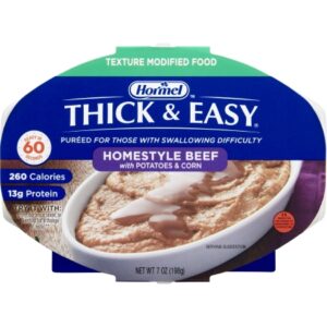 Thickened Food Thick & Easy Purees 7 oz. Tray Beef with Potatoes / Corn Flavor Puree IDDSI Level 2 Mildly Thick