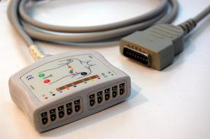 ECG Cable Sage Services Reusable EKG Trunk Cable, 15-pin Connector Monitor Side, 10 Lead, 2.5m