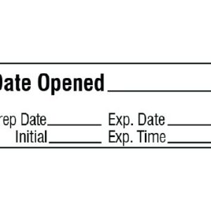 Pre-Printed Label Shamrock Auxiliary Label White Tape DATE OPENED _____ / Prep Date _____ Exp. Date _____ / Initial _____ Exp. Time _____ Black Medication Instruction 1/2 X 500 Inch