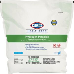 Surface Disinfectant Cleaner Clorox Healthcare Premoistened Hydrogen Peroxide Based Manual Pull Wipe 185 Count Pouch Unscented NonSterile