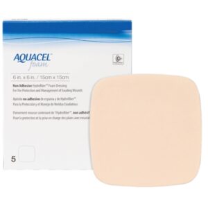 Foam Dressing Aquacel 6 X 6 Inch Without Border Waterproof Film Backing Nonadhesive Square Sterile
