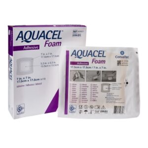 Foam Dressing Aquacel 7 X 7 Inch With Border Waterproof Film Backing Silicone Adhesive Square Sterile