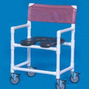Shower Chair ipu Fixed Arms PVC Frame Mesh Backrest 28 Inch Seat Width 400 lbs. Weight Capacity