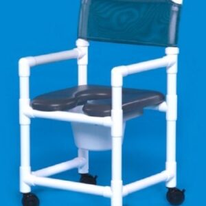 Commode / Shower Chair ipu Fixed Arms PVC Frame Mesh Backrest 21 Inch Seat Width 300 lbs. Weight Capacity