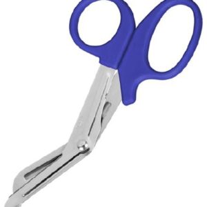 Utility Scissors Prestige Medical Nurse 5-1/2 Inch Length Floor / Office Grade Stainless Steel / Plastic NonSterile Blue Finger Ring Handle Angled Blunt Tip / Blunt Tip